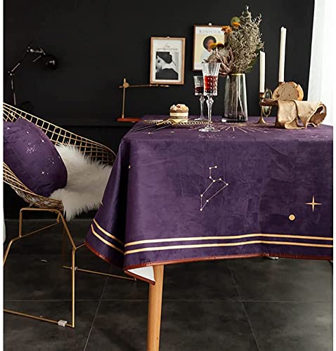 PEIRUK Mantel de Chenilla de Lujo, Mantel Impermeable, Rectangular, Ultra Suave, a Prueba de derrames, Mantel, limpiable, sin Arrugas, Protector de Mesa para Comedor, Cocina, Morado, 110 x 110