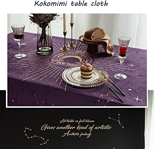 PEIRUK Mantel de Chenilla de Lujo, Mantel Impermeable, Rectangular, Ultra Suave, a Prueba de derrames, Mantel, limpiable, sin Arrugas, Protector de Mesa para Comedor, Cocina, Morado, 110 x 110