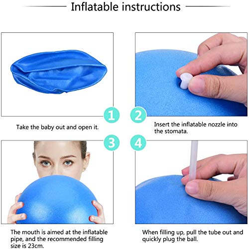 Pelota de Mini Pilates 25cm Pelota de Ejercicios de Sports Balón de Yoga para Ejercicios Abdominales Masaje y Gimnasio en Casa y Ejercicios básicos de rehabilitación de Hombros (Azul)