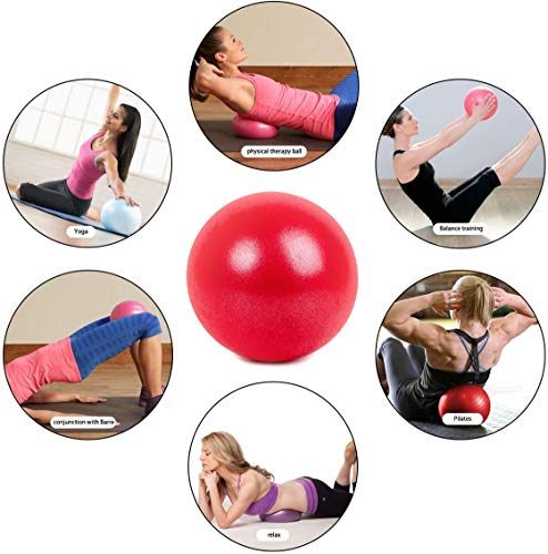 Pelota de Mini Pilates 25cm Pelota de Ejercicios de Sports Balón de Yoga para Ejercicios Abdominales Masaje y Gimnasio en Casa y Ejercicios básicos de rehabilitación de Hombros (Rojo)