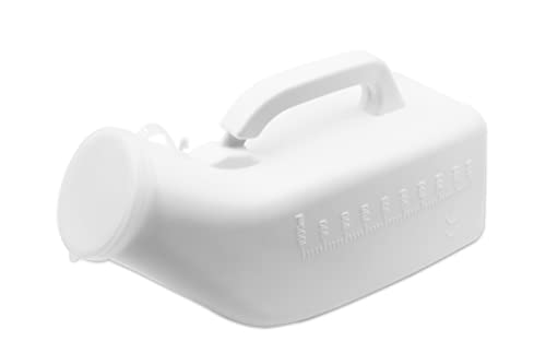 PEPE - Orinal Adulto Hombre (x2 uds), Orinal Hombre con Tapa, Urinario Portátil Hombre, Botella Orina Hombre, Orinal Viaje Adulto, Inodoro Portátil Hombre, Urinario de Emergencia, Blanco.