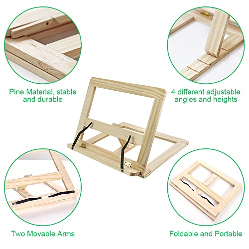 PERFETSELL Atril de Madera para Libros Soporte para Libros Atril Plegable Estudio Atril Libro Cocina Soporte Libros Madera Atril de Madera Sujetalibros Ajustable para Libros Folios Tablets 30,2x23 cm