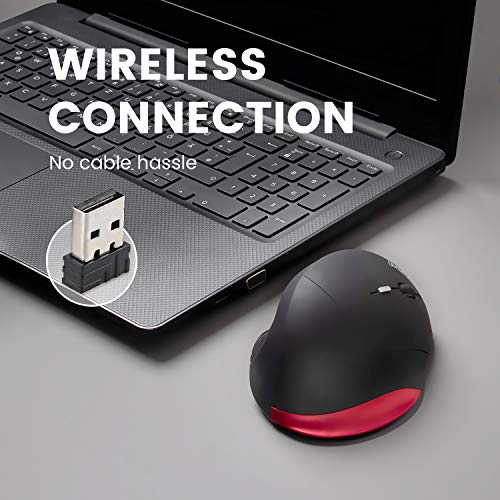 Perixx PERIMICE-718 - Ratón ergonómico para diestros - Diseño Vertical - Inalámbrico - 5 Teclas - Diseño más Grande - 1000/1600 PPP