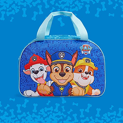PERLETTI Bolsa Deporte Infantil Niño Paw Patrol con Bandolera - Bolso Deportivo para Niños Viajes y Tiempo Libre con Estampa Chase Marshall y Rubble - Mochila Gimnasio para Pequeños Azul - 28x41.5x21