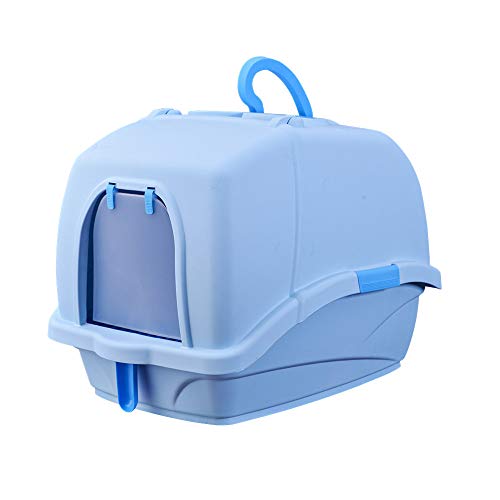 Pet Online Lavabo para Gatos. Lavabo de Gran tamaño Totalmente Cerrado para desodorantes a Prueba de Salpicaduras para Gatos, 61 × 48 × 54 cm, Azul