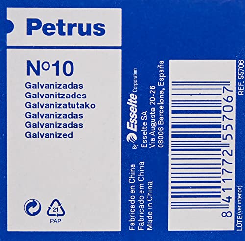 Petrus Grapas, 10 hojas, Largo 4 mm, 1000 grapas, Modelo 10, 55706