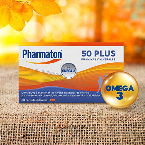 Pharmaton 50+ - Multivitamínico con Omega 3 - 60 cápsulas - Ayuda a mantener la energía a partir de los 50 años