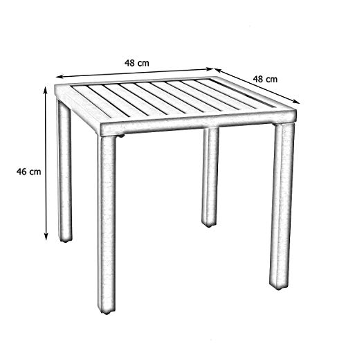 PHIVILLA Mesa Auxiliar Cuadrada de Acero con Revestimiento a Prueba de óxido Mesa de jardín Mesa de Centro Negro 48 * 48 * 46cm
