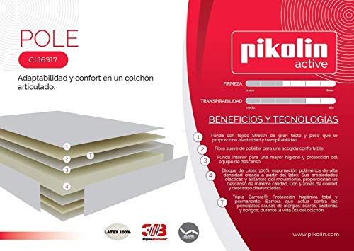 PIKOLIN Colchón articulado Pole Látex 100% 80x190cm