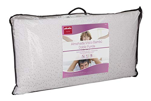 Pikolin Home - Almohada viscoelástica de bambú con doble funda transpirable ideal para dormir de lado y boca arriba de firmeza media