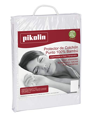 Pikolin Home - Protector de colchón de punto de bambú con membrana impermeable, hípertranspirable y con propiedades antibacterianas