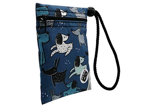 Plan B, Bolsa Porta Mascarilla, Perretes 1, 12 X 14 cm, 1 Cremallera, Asa Ajustable, Azul con Dibujos de Perros