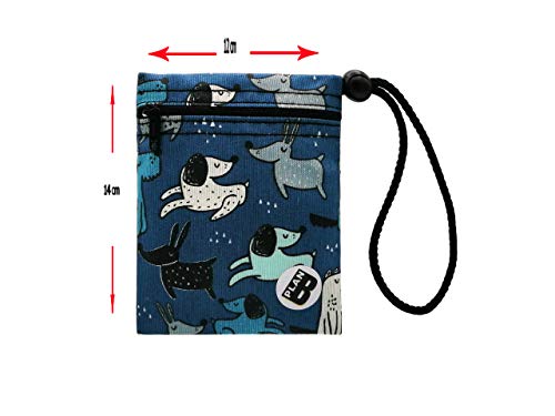 Plan B, Bolsa Porta Mascarilla, Perretes 1, 12 X 14 cm, 1 Cremallera, Asa Ajustable, Azul con Dibujos de Perros