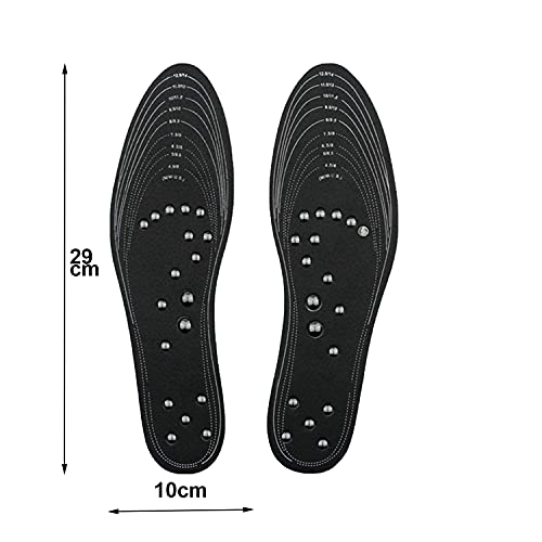Plantillas de masaje, plantillas magnéticas para el cuidado de los pies, plantillas ortopédicas contra, terapia magnética, transpirable y desodorante, atenuación, unisex (negro EVA)