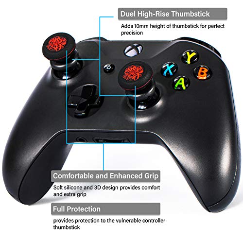 Playrealm FPS Thumbstick Grip Agarres para el Pulgar Extensor Y Impresión Caucho Silicona Apretón Cubrir 2 juegos para Controlador Xbox Series X/S y Xbox One (Grandes Viejos)