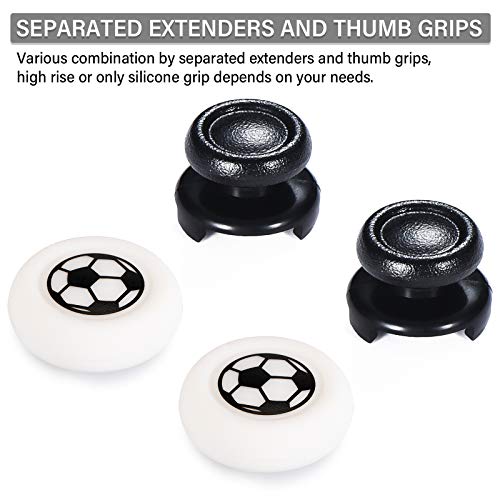 Playrealm FPS Thumbstick Grip Agarres para el Pulgar Extensor Y Impresión Caucho Silicona Apretón Cubrir 2 juegos para PS4 (Fútbol)