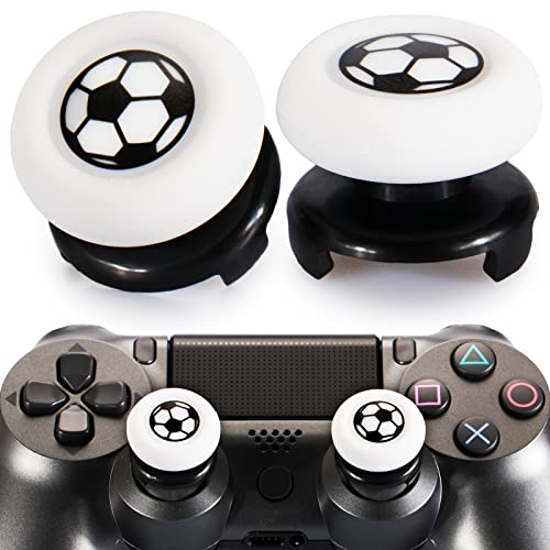 Playrealm FPS Thumbstick Grip Agarres para el Pulgar Extensor Y Impresión Caucho Silicona Apretón Cubrir 2 juegos para PS4 (Fútbol)