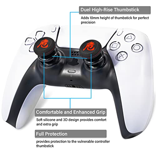 Playrealm FPS Thumbstick Grip Agarres para el Pulgar Extensor Y Impresión Caucho Silicona Apretón Cubrir 2 juegos para PS4 (Peligro De KANJI)