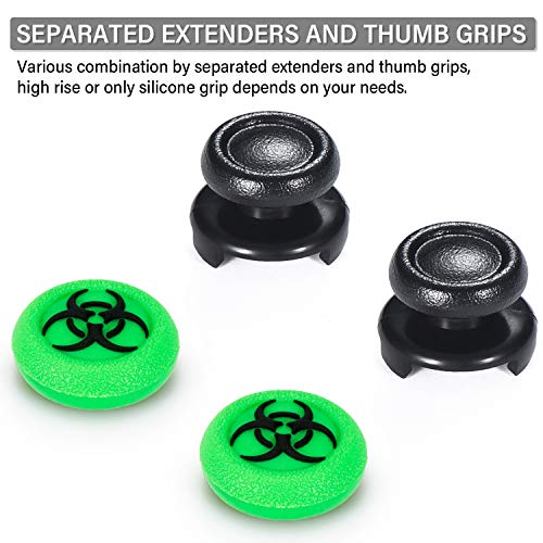 Playrealm FPS Thumbstick Grip Agarres para el Pulgar Extensor Y Textura 3D Caucho Silicona Apretón Cubrir 2 juegos para PS4 (Bioh Verde)