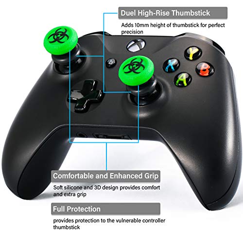 Playrealm FPS Thumbstick Grip Agarres para el Pulgar Extensor Y Textura 3D Caucho Silicona Apretón Cubrir 2 juegos para Xbox One (Bioh Verde)