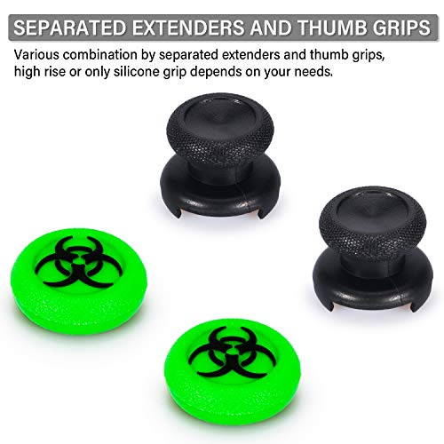 Playrealm FPS Thumbstick Grip Agarres para el Pulgar Extensor Y Textura 3D Caucho Silicona Apretón Cubrir 2 juegos para Xbox One (Bioh Verde)