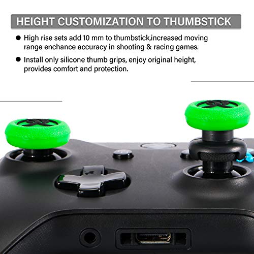 Playrealm FPS Thumbstick Grip Agarres para el Pulgar Extensor Y Textura 3D Caucho Silicona Apretón Cubrir 2 juegos para Xbox One (Bioh Verde)