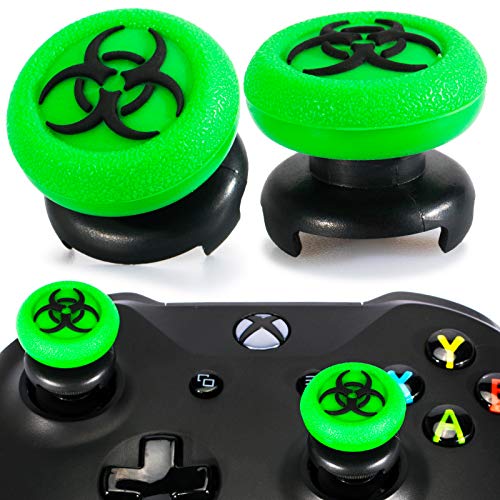 Playrealm FPS Thumbstick Grip Agarres para el Pulgar Extensor Y Textura 3D Caucho Silicona Apretón Cubrir 2 juegos para Xbox One (Bioh Verde)