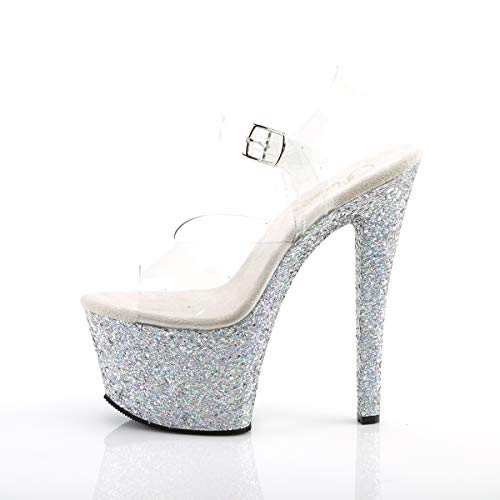 Pleaser SKY-308LG Clr/Slv Multi Glitter UK 4 (EU 37)