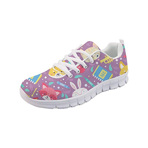 POLERO - Zapatillas de Enfermera con diseño de Historieta y Osos, Zapatillas Deportivas para Mujer, para Correr, Caminar, con Cordones Talla EU 36-41, Color, 40 Talla Europea