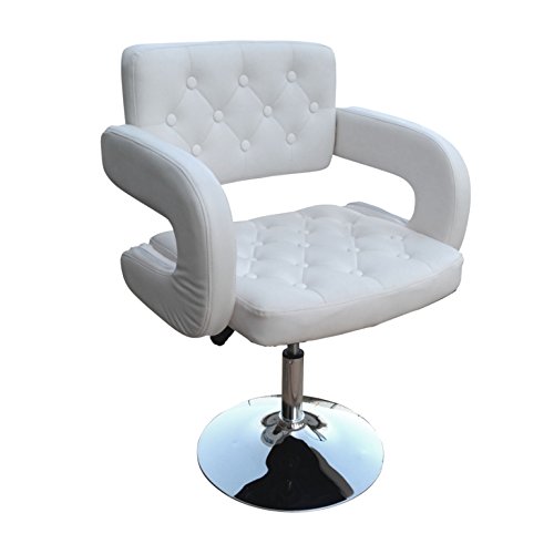 Polironeshop - Lisbona - Sillón taburete giratorio elegante de piel sintética para casa, oficina, vestíbulo, hotel, sala de espera, con pistón de gas, regulable, Bianco