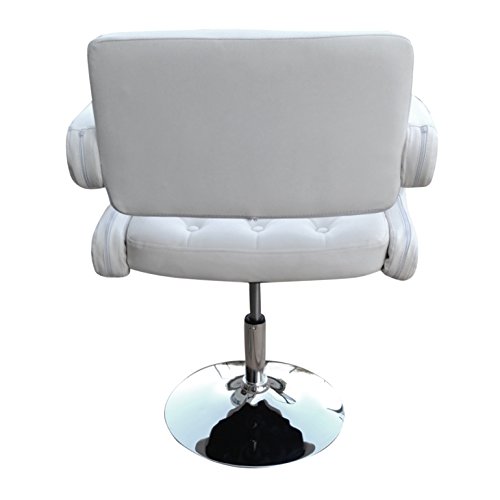 Polironeshop - Lisbona - Sillón taburete giratorio elegante de piel sintética para casa, oficina, vestíbulo, hotel, sala de espera, con pistón de gas, regulable, Bianco