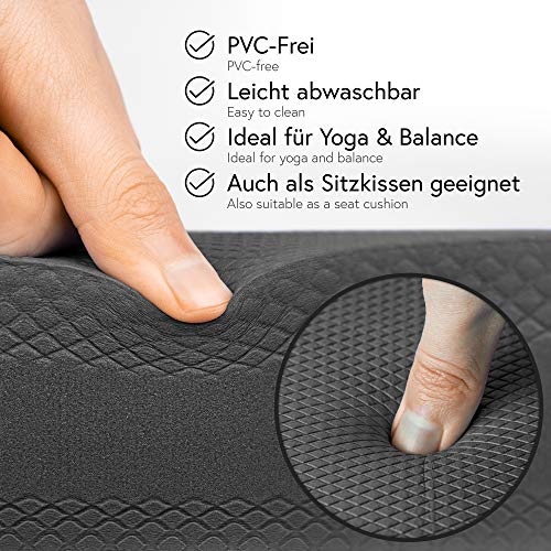 POWRX Balance Pad en gomaespuma (48 x 38 cm) - Cojin de Equilibrio para Entrenar coordinación, Fuerza y Estabilidad - Superficie Antideslizante con microalveolos + PDF Workout (Gris Oscuro)