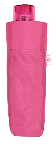 Práctico y Original Paraguas Vogue Plegable para Dos Personas, con protección Solar, antiviento y Acabado Teflón Que repele el Agua. Llévatelo de Viaje. (Fucsia)
