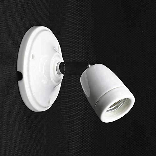 Premium 3 en 1 Lámpara de techo E27 230 V de porcelana cerámica – con articulación de metal – como lámpara de mesa – lámpara de pared – alta frecuencia – máx. 1000 W – esmalte blanco