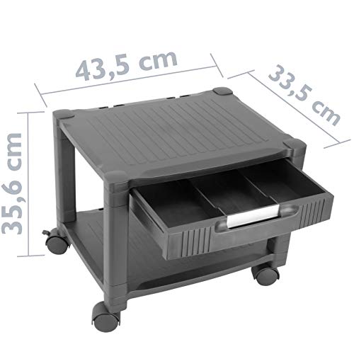 PrimeMatik - Mesa auxiliar para impresora Carro con ruedas con pasacables (AG062)