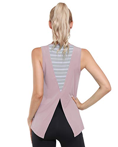 Promover Camiseta sin Mangas de Malla para Entrenamiento para Mujer Camiseta de Yoga Camisetas de Gimnasia sin Mangas con Espalda Abierta Ropa Deportiva Informal