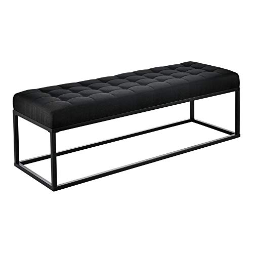pro.tec Banco Tapizado 120 x 40 x 38 cm Taburete pie de Cama Asiento cómodo Banqueta Puf Acolchado Pasillo Salón Dormitorio Negro