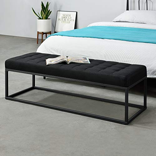 pro.tec Banco Tapizado 120 x 40 x 38 cm Taburete pie de Cama Asiento cómodo Banqueta Puf Acolchado Pasillo Salón Dormitorio Negro