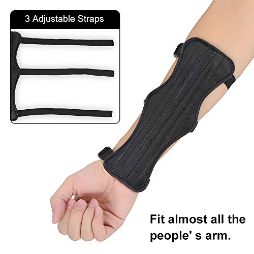Protector de Brazo de Tiro con Arco Protección de antebrazo (Piel sintética, con 3 Correas elásticas Ajustables