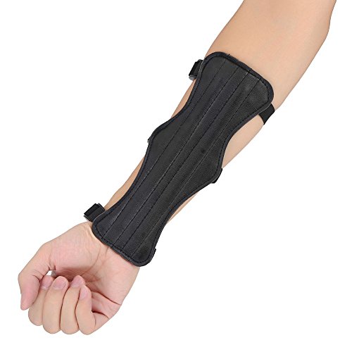 Protector de Brazo de Tiro con Arco Protección de antebrazo (Piel sintética, con 3 Correas elásticas Ajustables
