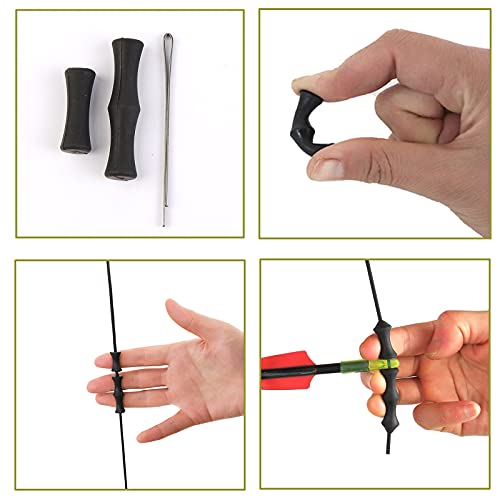 Protector De Dedos De Tiro con Arco Negro, Protector De Tiro con Arco Silicona, Protección De Los Dedos para Todo Tipo De Tiro con Arco, Caza, Torneos y Otras Actividades. (Juego Negro De 6 Piezas)