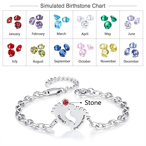 Pulsera de Pie de Bebé Personalizada Pulseras Ajustables con Nombre Grabado Regalo para Mujer Madre e Hij