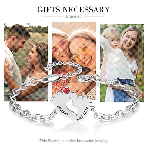Pulsera de Pie de Bebé Personalizada Pulseras Ajustables con Nombre Grabado Regalo para Mujer Madre e Hij