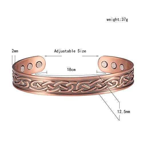 Pulsera magnética de cobre para hombre y mujer, moderna, con imán de cobre, magnetoterapia, para energía