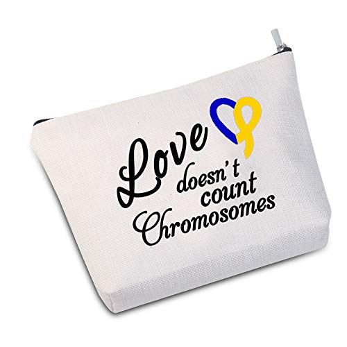 PYOUL Down Síndrome Conciencia Presente Down Síndrome Cinta Amor No Cuenta Cromosomas Bolsa de Maquillaje