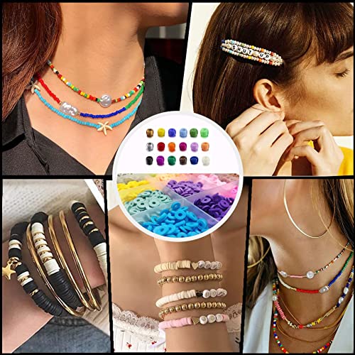 QIUQI Cuentas de Colores,11550pcs 3mm Cuentas Coloridas Abalorios,6mm Cuentas de Arcilla Polimérica y Cuentas Letras Redondo Acrílico para Bisutería DIY,Hacer Pulseras y Regalo
