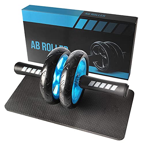 Quesuc Abdominales Rueda Ab Roller Wheel, Rodillo Deportivo, Rodillo Entrenador De Músculos Abdominales Para El Hogar, Apto Para Principiantes y Deportistas Profesionales-Rodilleras De Fitness Estera