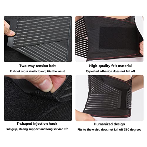 QWERTYUKJ Soporte de espalda para mujeres y hombres, cinturón lumbar para aliviar el dolor de espalda baja, doble compresión, deportivo, gimnasio, ejercicio, espalda (tamaño: XXL)