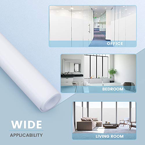 rabbitgoo Vinilo para Ventana Privacidad Lámina Adhesiva Pegatina Translúcida Adhesiva Decorativa del Vidrio Autoadhesiva con Electricida Estática Esmerilado Control de Calor y Anti UV 44.5 x 200CM
