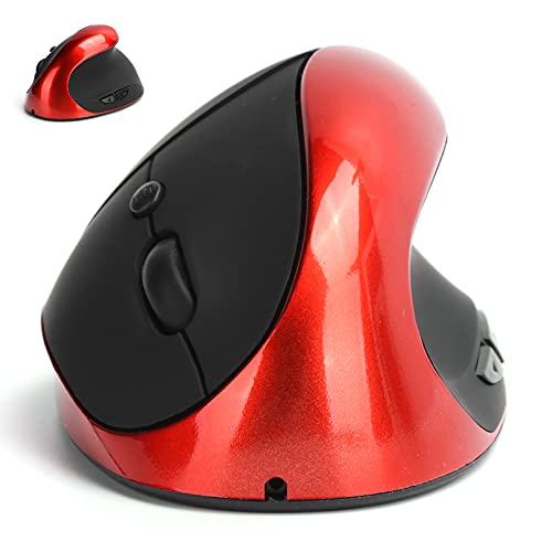 Ratón Ergonómico, Ratón óptico Vertical, Ergonomía Inalámbrica, Ratón De Ordenador para Juegos De Oficina, Reduce El Dolor De Muñeca(Rojo)